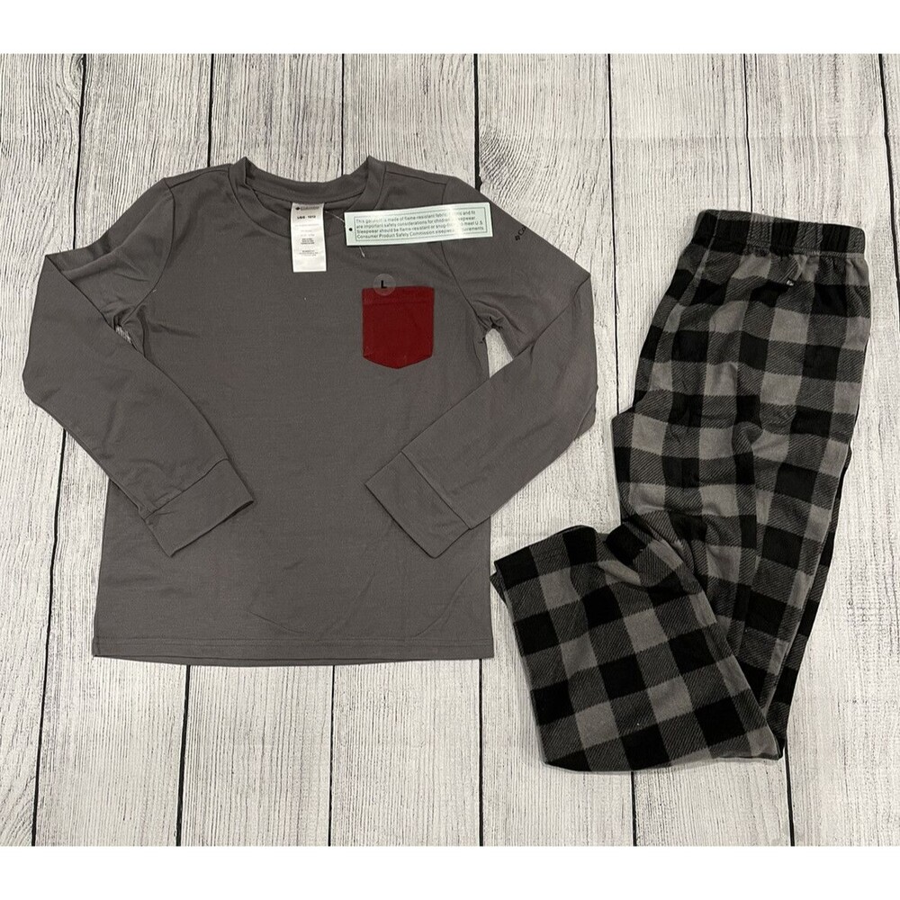 Columbia L 10/12 Sportswear 2 Piece Christmas Pajama Sleep Set Youth Grey